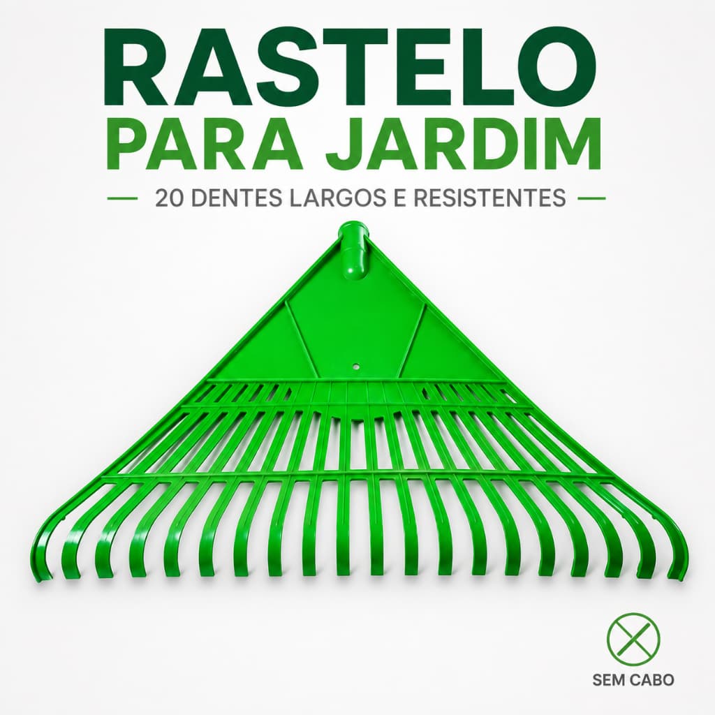 Rastelo Vassoura Jardim 20 Dentes Largos e Resistentes Para Jardinagem Sem Cabo