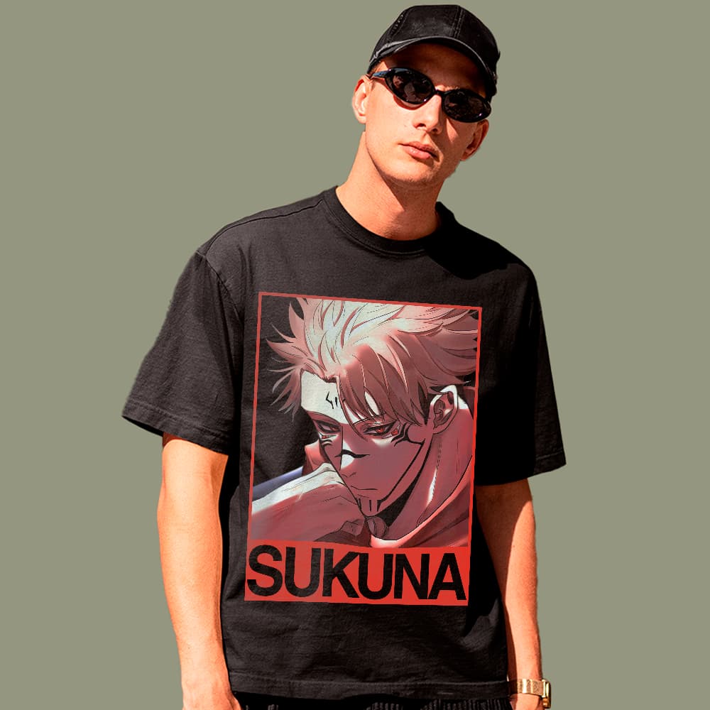 Camiseta Básica Sukuna Jujutsu Kaisen Anime Algodão Premium