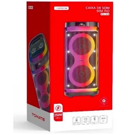 CAIXA DE SOM RECARREGAVEL BLUETOOTH 250W TOMATE MTS-1014