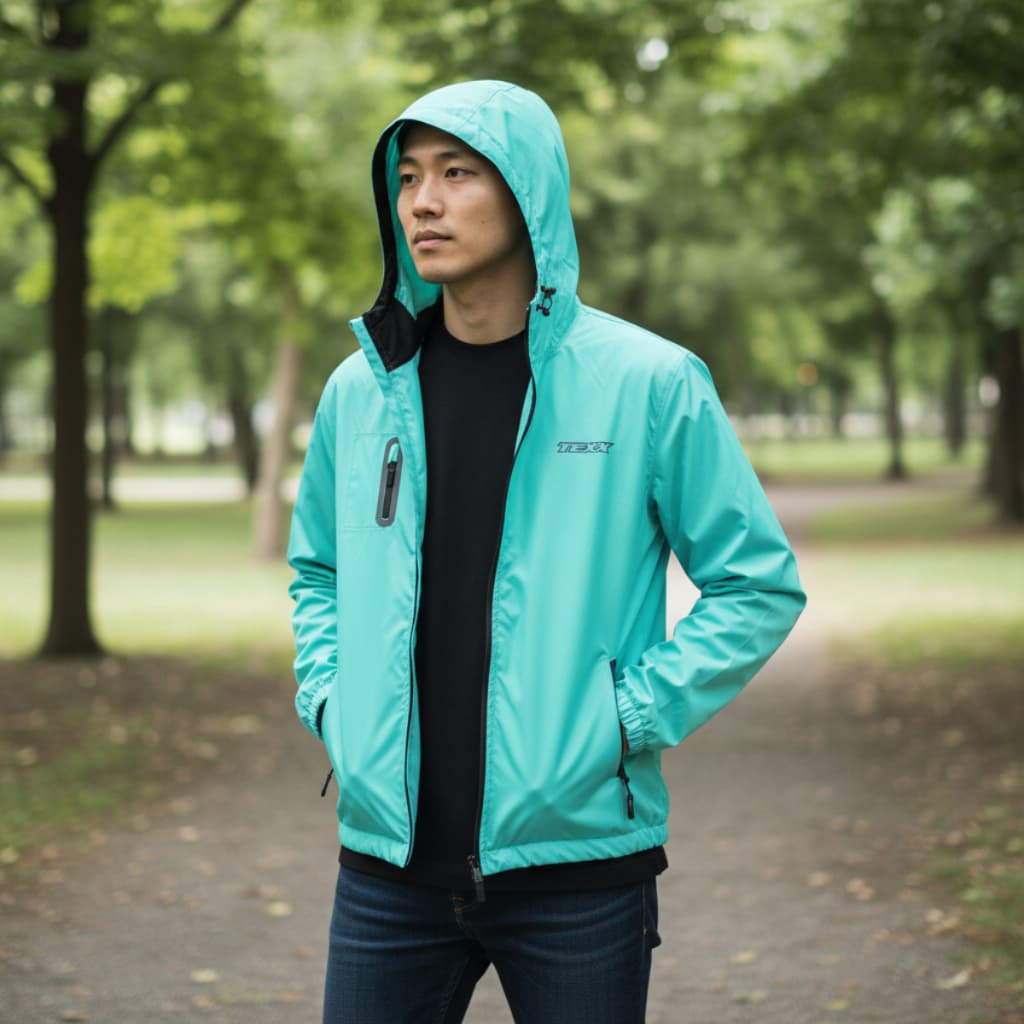 Jaqueta Texx Neon V2 Azul Claro Corta Vento Para Moto Motociclista Viagem Urbana Esportiva Resistente