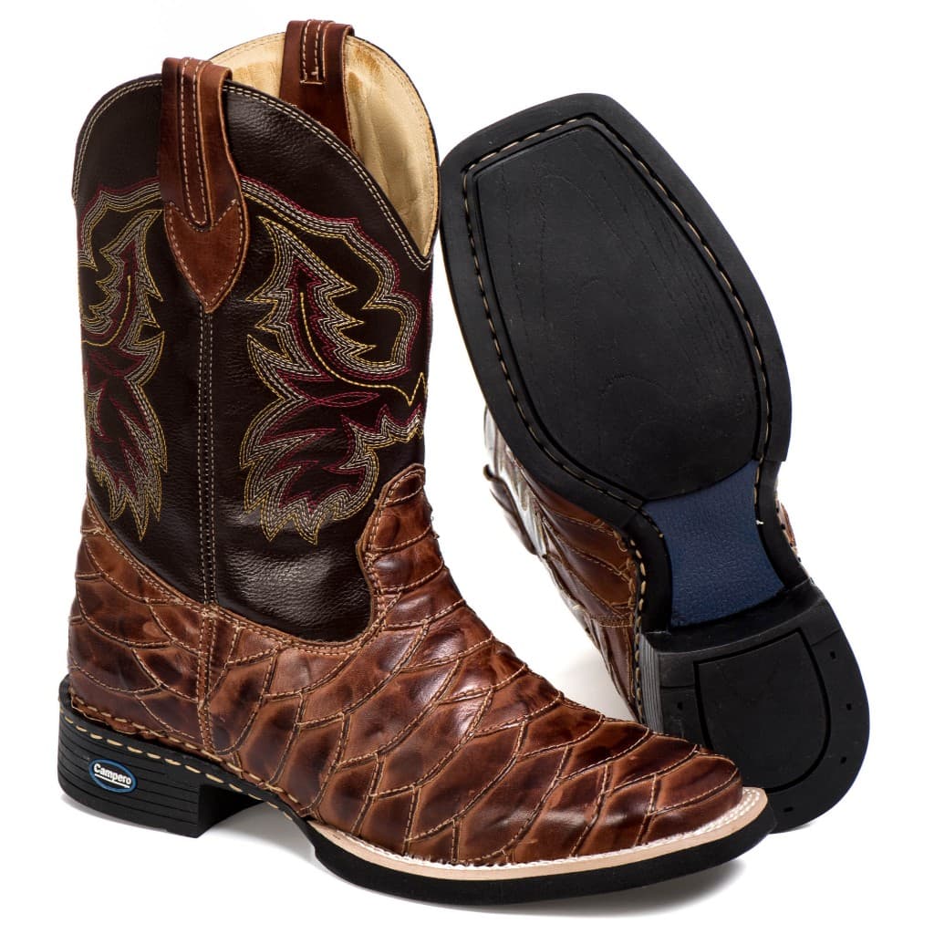 224TW-SALDO DE ESTOQUE ULTIMOS PARES  NR:41 e 42 - Bota Masculina Country Cano Longo escamada Legitimo Couro Bovino