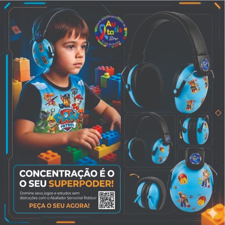 Abafador De Ruídos Infantil Patrulha Canina 32dB | Conforto e Proteção Auditiva | Protetor Auricular | TEA Autista |