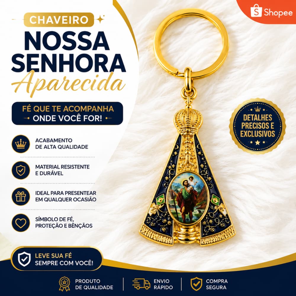 Chaveiro São Cristóvão Nossa Senhora Aparecida Resinado Premium