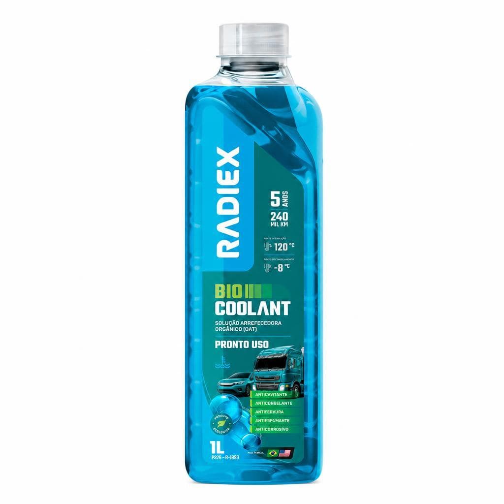 Aditivo Para Radiador Azul 1L Bio Coolant Radiex Pronto Uso Fluido Organico De Arrefecimento