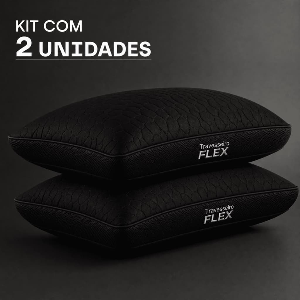 Kit 02 Travesseiro Flex Fibra Bambu Preto Antialérgico Hipoalergênico Não Deforma