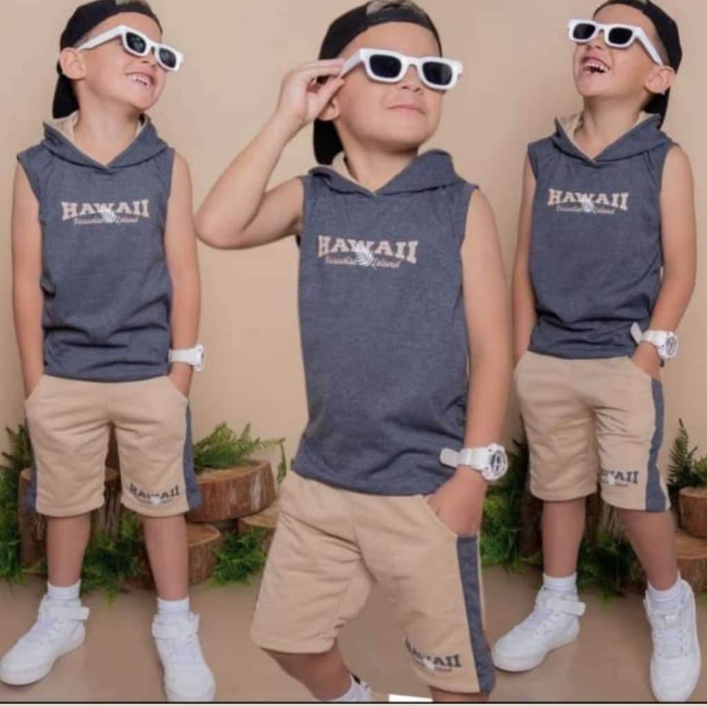 Conjunto Infantil Menino Blusa + Bermuda Lançamento Verão Estilo Blogueirinho do 2 ao 14 anos
