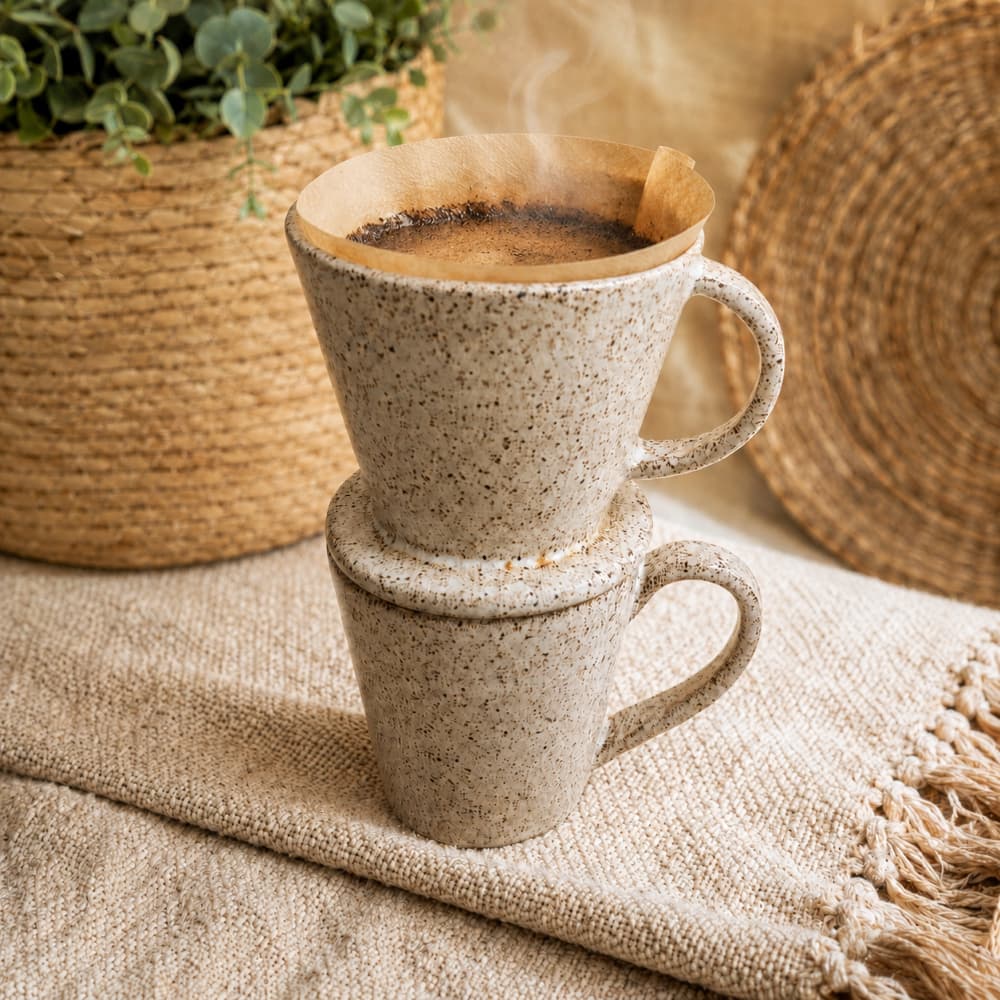 Kit Coador Café em Cerâmica Artesanal cor Pedra Sabão / Passador de Café / Louças Cozinha /Decoração