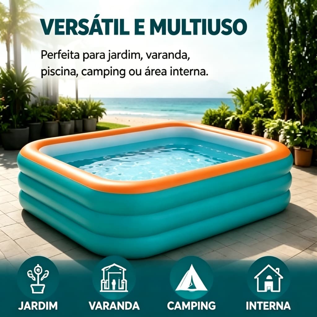 Piscina inflável dobrável com alta capacidade de água para família outdoor play Piscina