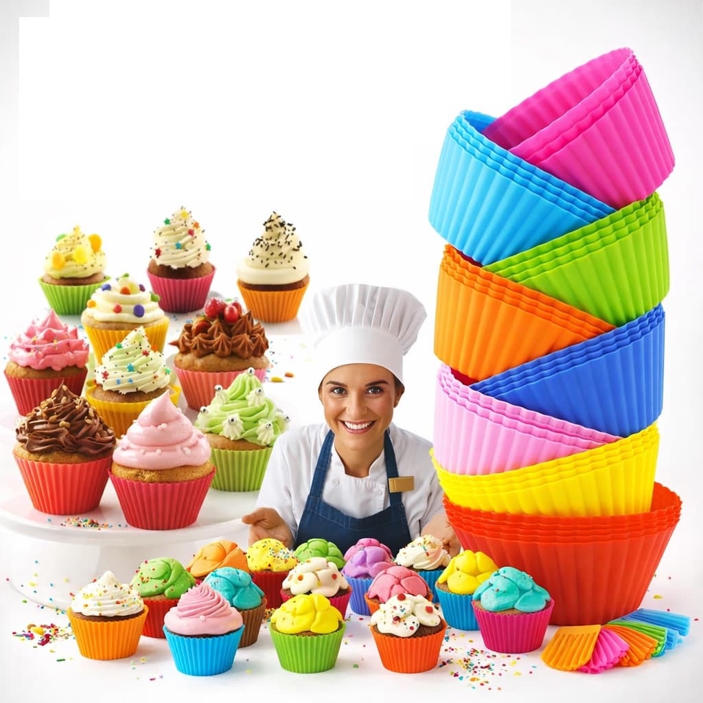 Kit 24 Formas Forminhas Silicone Mini Cupcake Bolo Muffin Assadeira