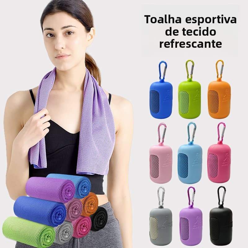 Kit Toalhas Refrescante Esportiva -Gelada Seca Rápido Academia Corrida Fitness Bolsa Transporte.Kit Toalhas