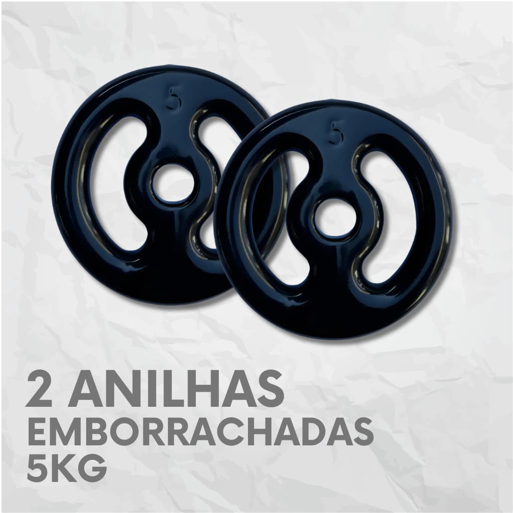 Par de Anilha Emborrachada 5Kg Peso Musculação - (2 unidades)