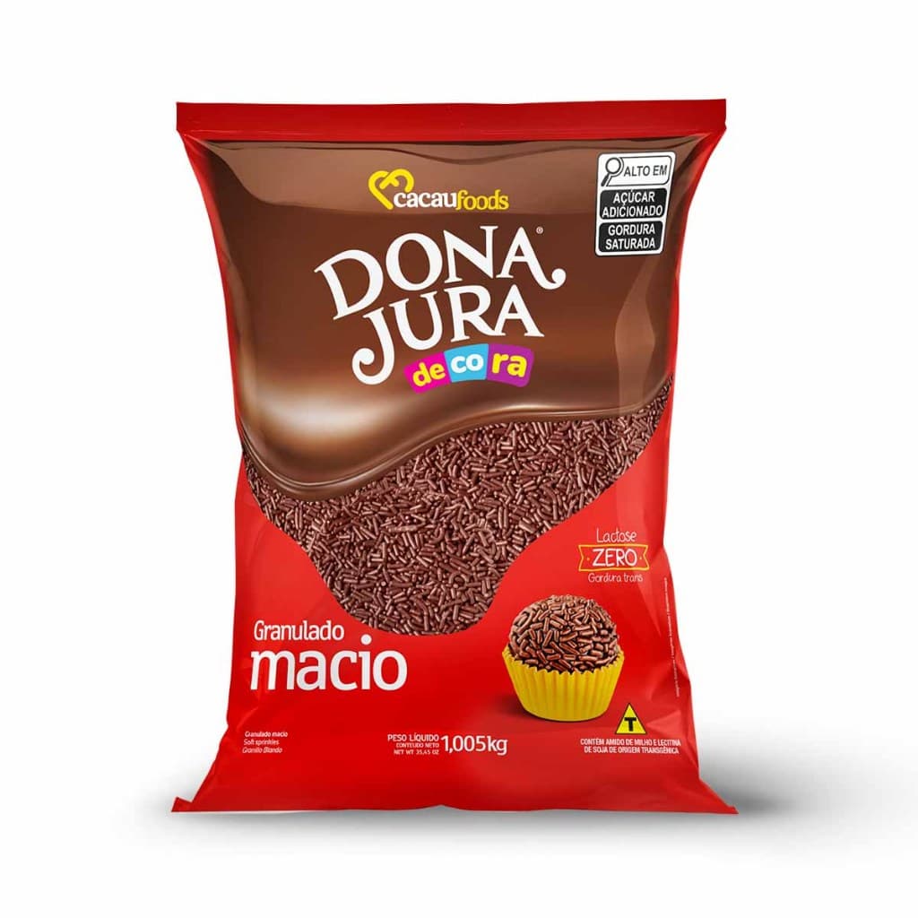 Granulado Macio Decorativo Bolos Doces Chocolate Bag 1,005kg Dona Jura