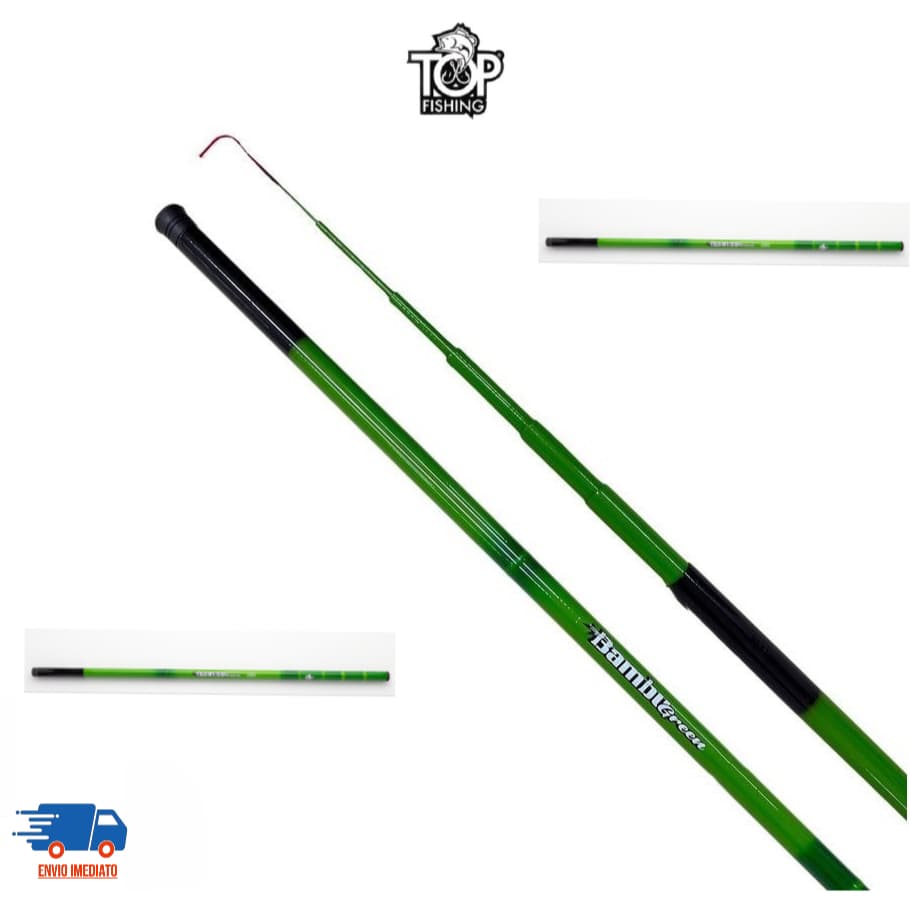 Vara Telescópica Top Fishing Bamboo Green 1,80m/2,10m/2,40m/2,70m/3m/3,30m/3,60m/4m e 4,50m Pesca