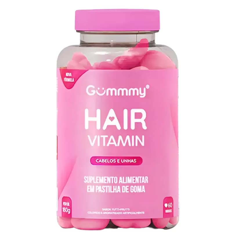 Gummy Hair Vitamin Tutti-Frutti - Suplemento Alimentar Vegano, Sem Glúten, 60 Unidades