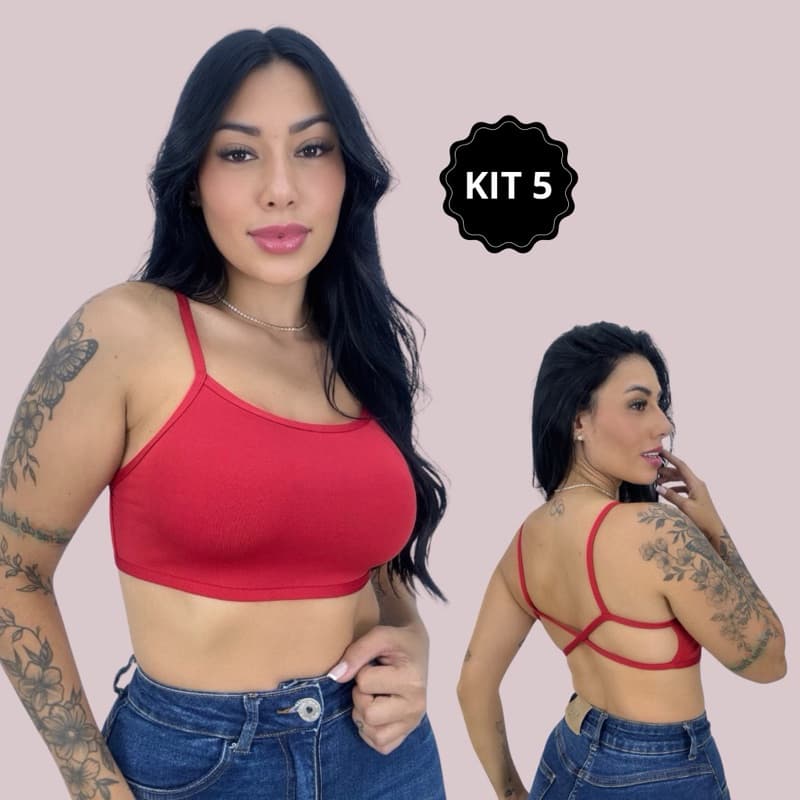 KIT 5 Top CRUZADO academia treino casual moda gringa