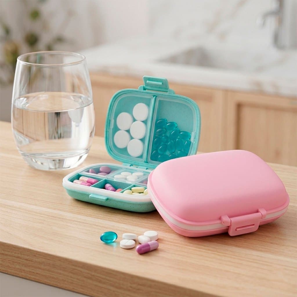 Kit 2 Porta Comprimidos Diario Semanal Leve Portátil Bolsa Organizador Suplementos