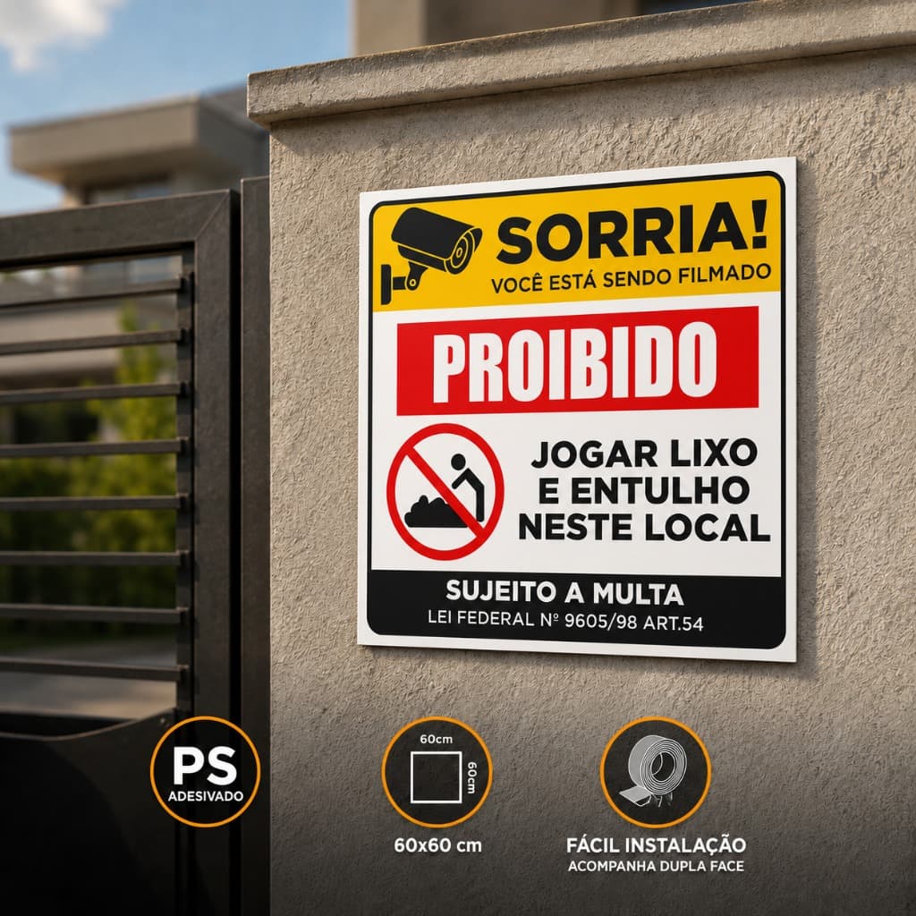 Placa Proibido Jogar Lixo Entulho Sorria Filmado Aviso