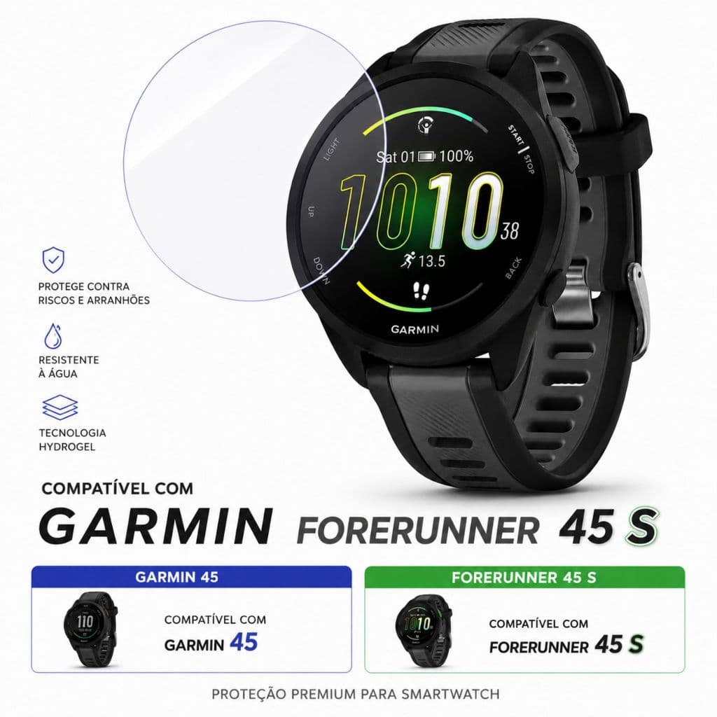 Película Para Garmin Forerunner 45 Smartwatch Redondo Hydrogel Case de Proteção para Forerunner 45 S