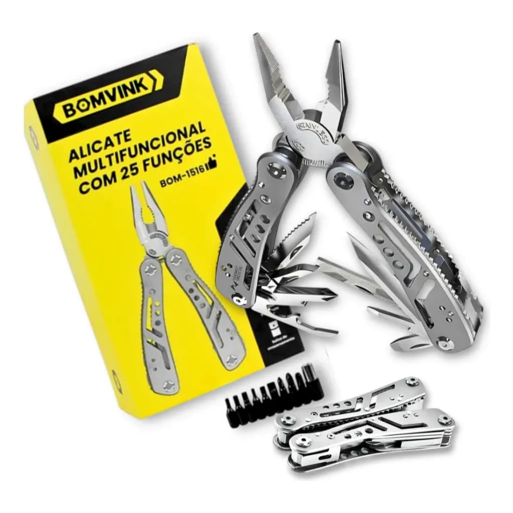 25 EM 1 Alicate Multifuncional Dobrável Ferramentas Inox com Kit Chave de Fenda 11 em1