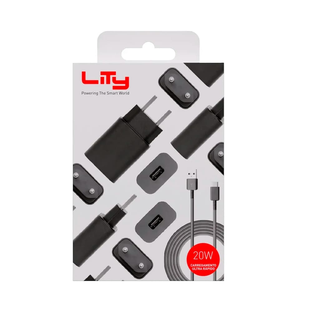 Kit Carregador Ultra Rápido 20W Com Cabo USB-A Para USB-C