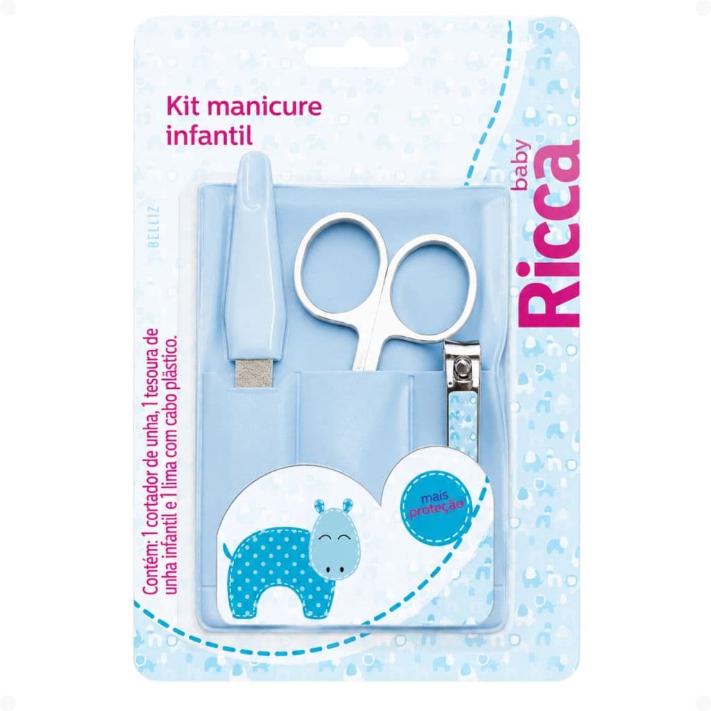 KIT MANICURE INFANTIL RICCA BELLIZ AZUL COD.1088