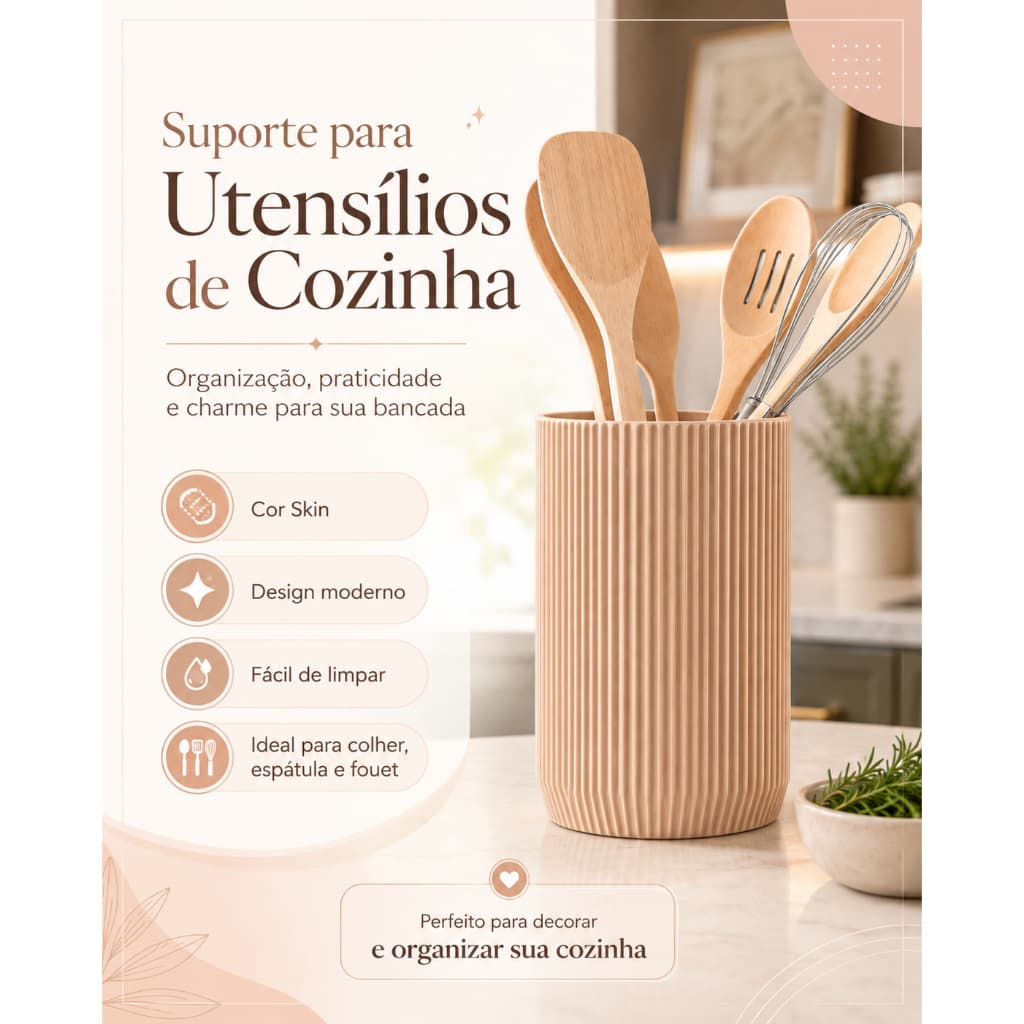 Suporte de utensílios de cozinha canelado moderno I Design Moderno e Elegante