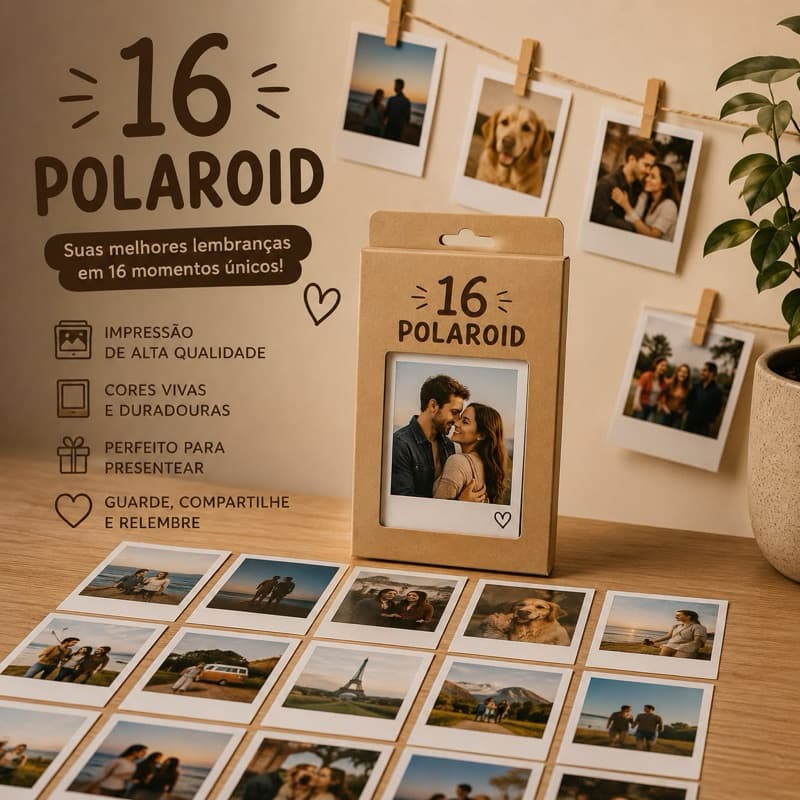 Kit 16 Fotos Polaroid| Fotos Estilo Instax Impressão Fotográfica Presente Personalizado| Decoração casa| capinha celular
