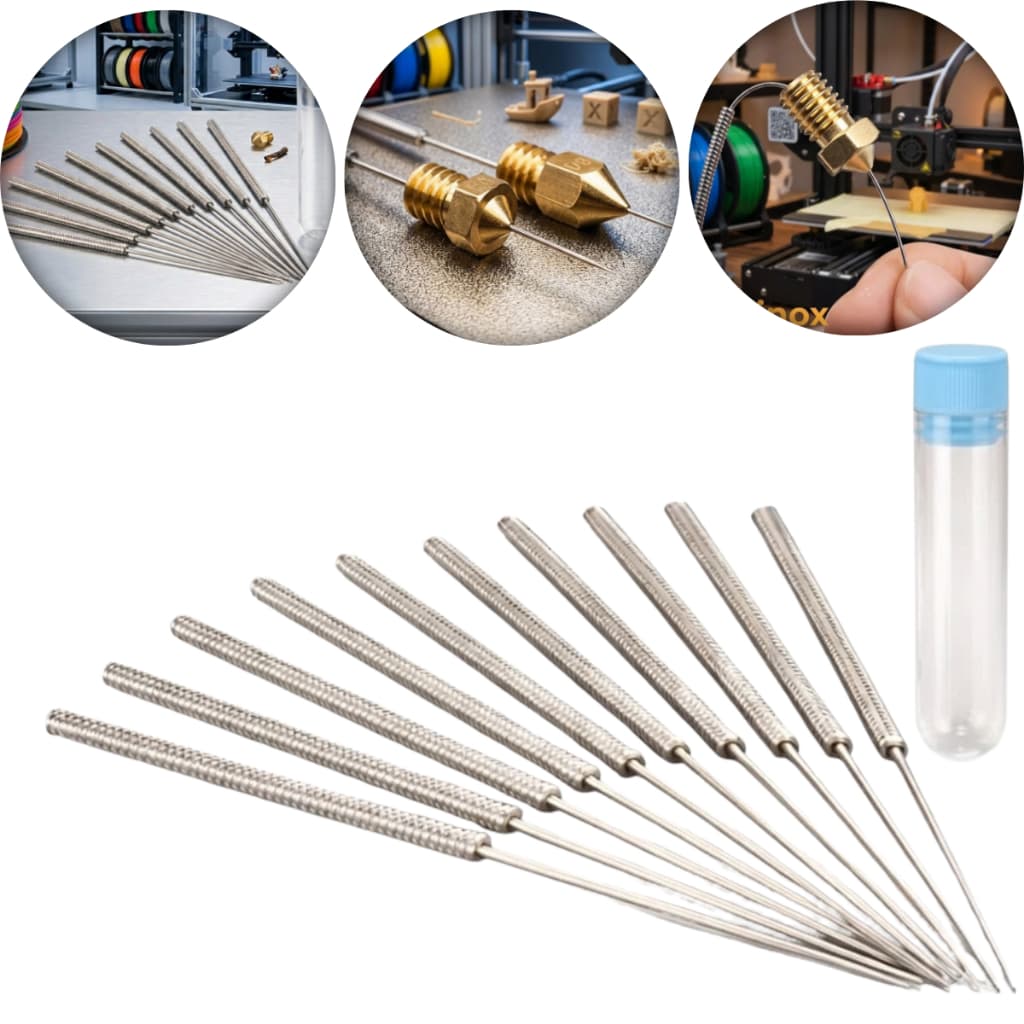 Kit 10 Agulha Limpeza Desentupidor Bico Nozzle 0.4mm Impressora 3D Inox Hotend Extrusora Ender Creality MK8 Bambulab