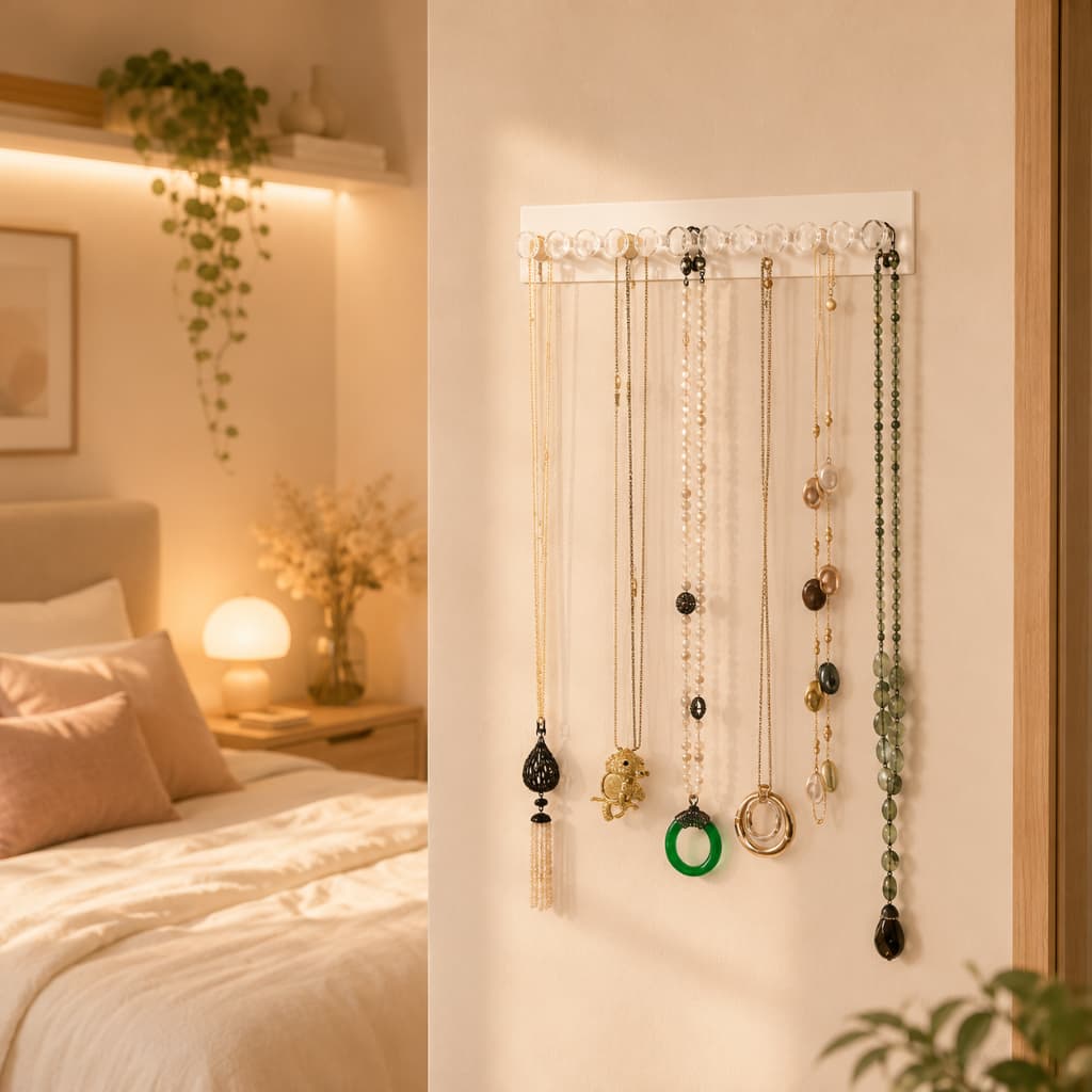 Suporte Acrílico Colares Decorativo Organizador 12 Ganchos Porta Joias Colares Elegante Enfeite