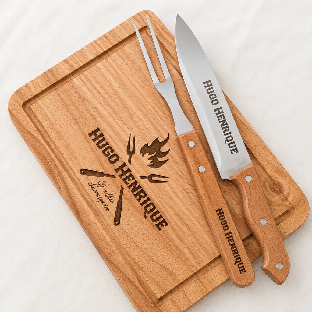 Conjunto Churrasco Personalizada 3 Peças - Dia dos Pais