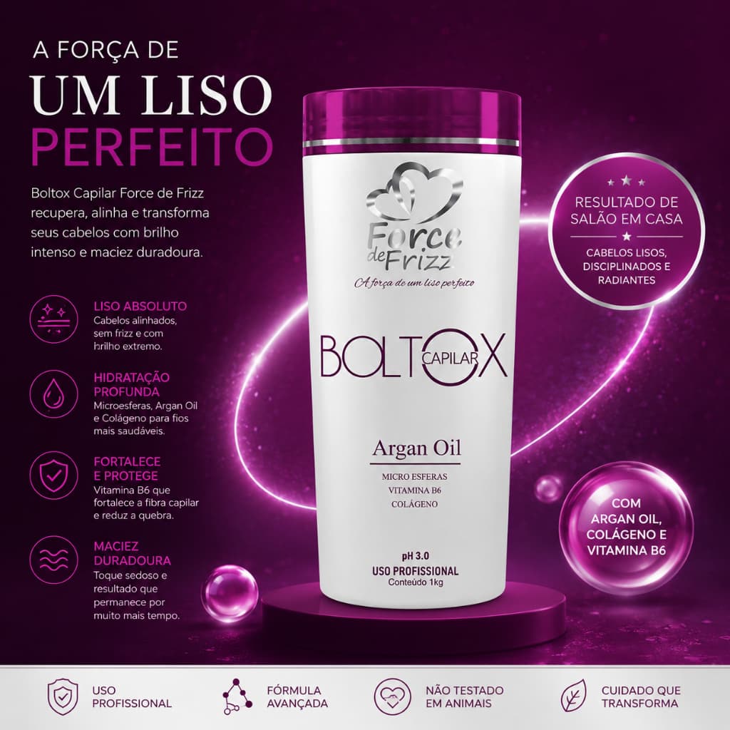 Máscara Capilar Profissional Boltox Capilar Argan Oil - Force Cosméticos 1Kg
