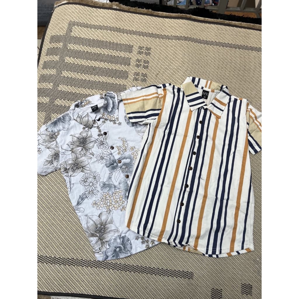Camisa Florida Listrada Masculina Manga Curta