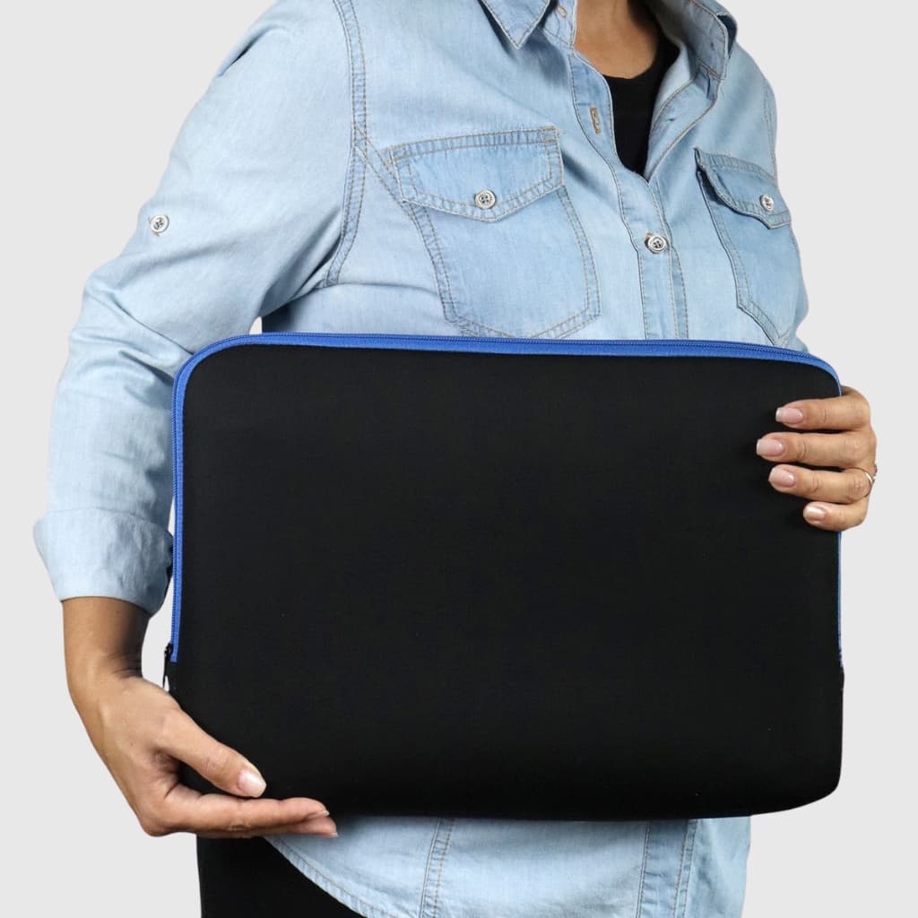 Pasta Notebook Capa Case Preta  Neoprene Com Alça Zíper Impermeável Lisa Casual Para Trabalho