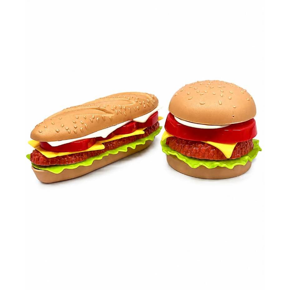 Lanche Infantil Hambúrguer + Sanduíche de Brinquedo | Comida de Brinquedo Educativa Cozinha Infantil