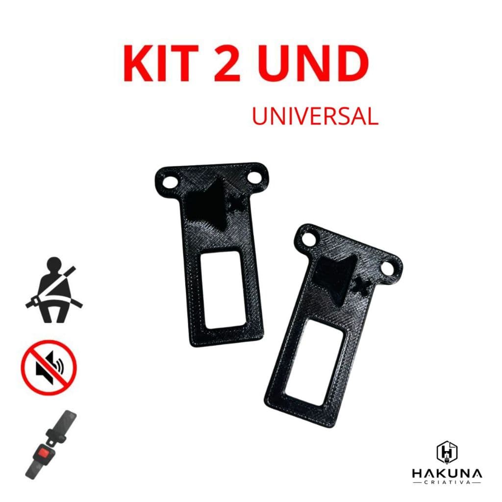 KIT 2 Fivela Lingueta Clip Cinto de Segurança Anti Alarme Sonoro Universal Carro