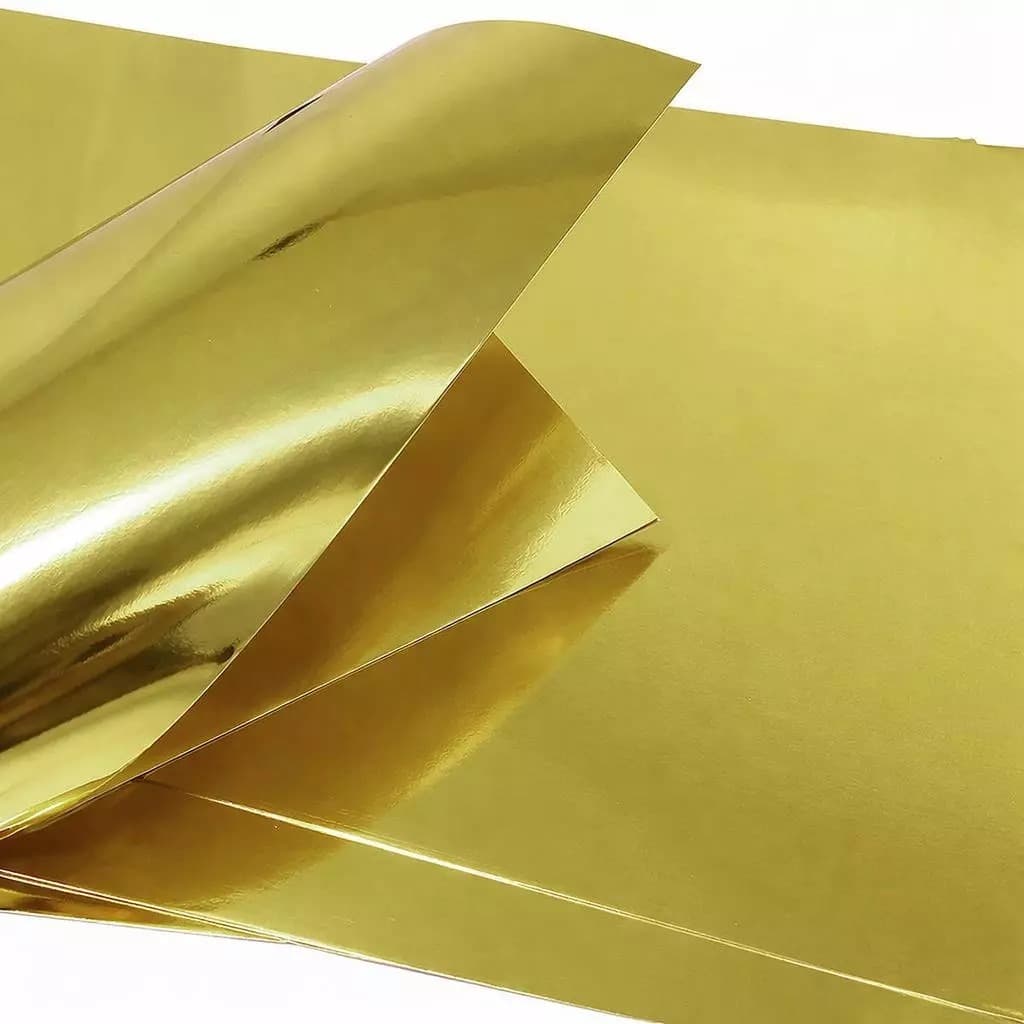 Kit 50 Papel Laminado Dupla Face Dourado A4 250g  Masterprint Para Artesanato Convites Cartões e Decoração