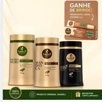 Haskell Kit 3 Máscaras Cavalo Forte + Murumuru + Mandioca 900g cada
