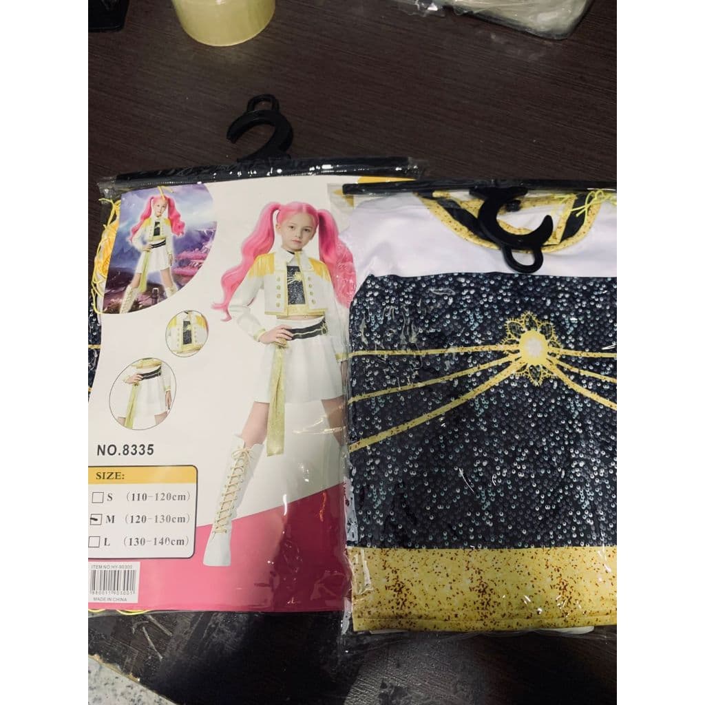 Fantasia Pop Star Infantil Jaqueta Brilho Saia 6-12 Anos Cosplay