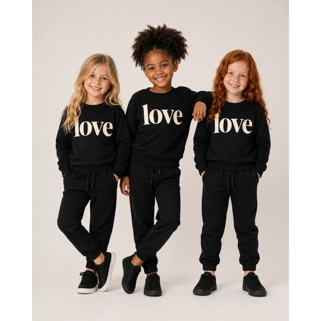 Conjunto Moleton Infantil Feminino Love Estiloso e quentinho Calça Jogger Confortavel