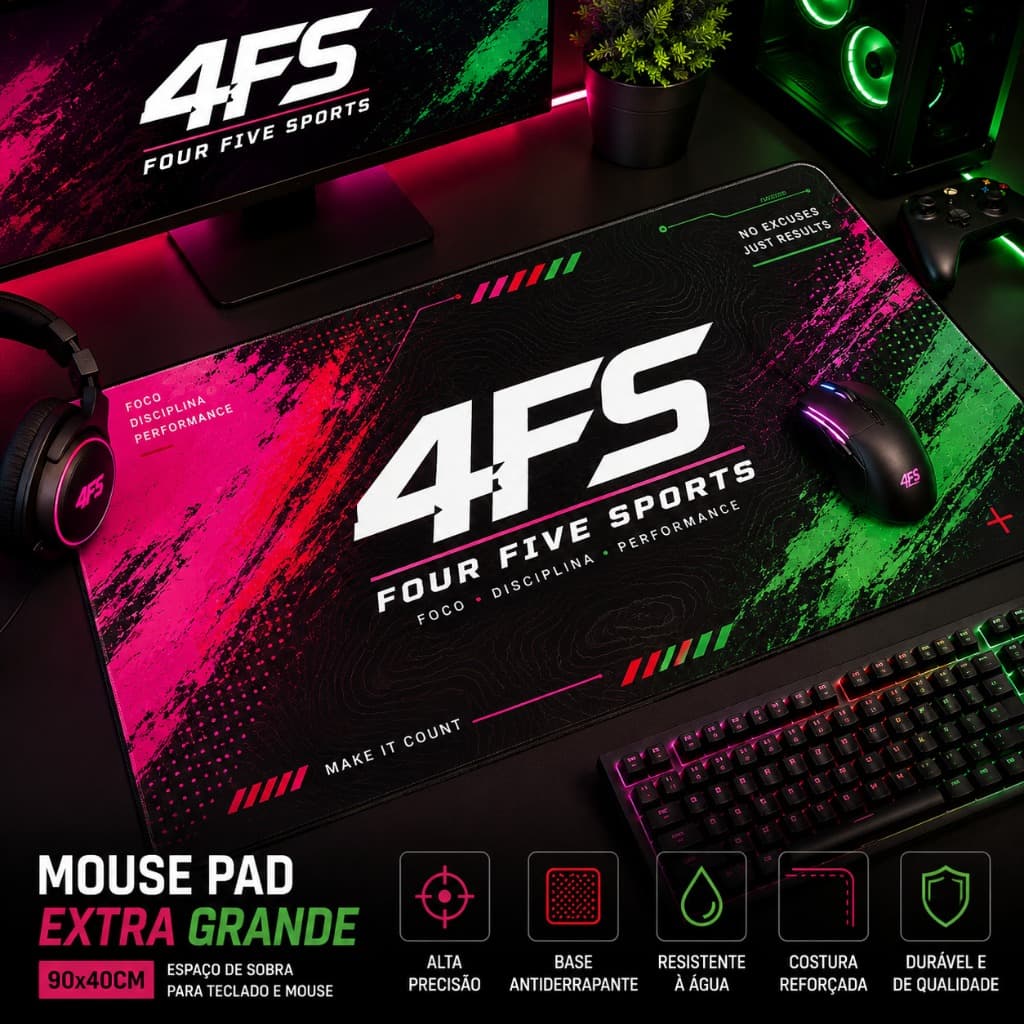 Mouse Pad Gamer Extra Grande 4FS Antiderrapante Speed Desk Mat Premium