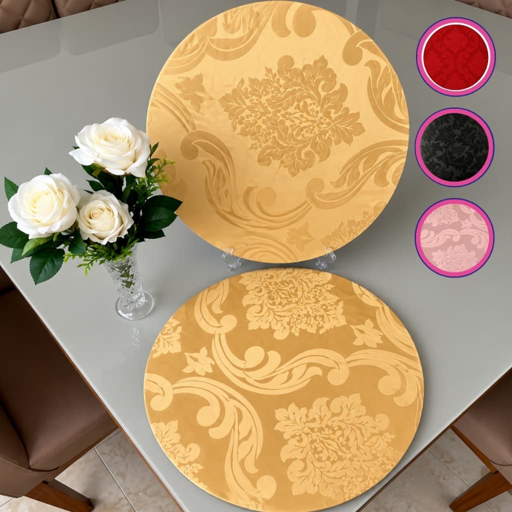 Kit Sousplat 4 lugares Capa para MDF de 35cm Diâmetro Jacquard Liso