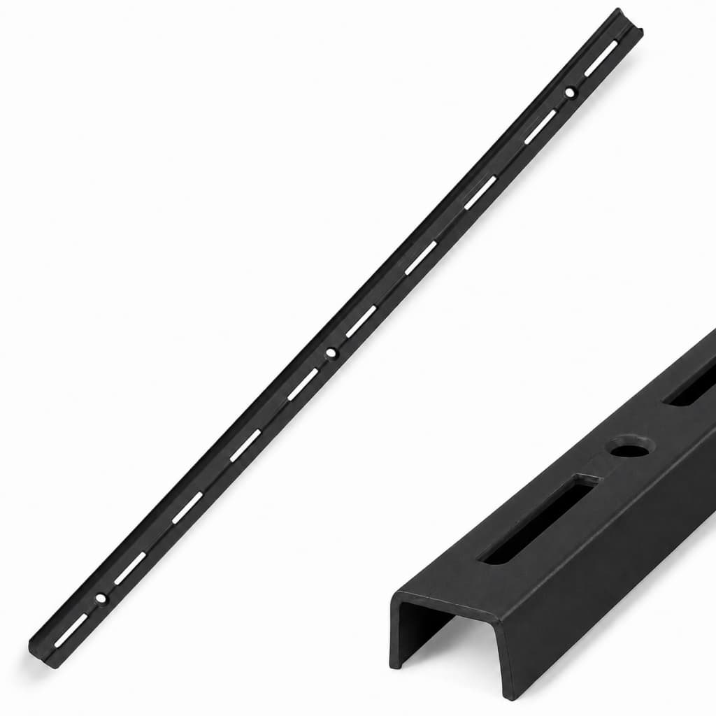 Trilho Cremalheira Preto 50cm ou 1 metro para Parede, Closet, Loja Lavanderia Organização