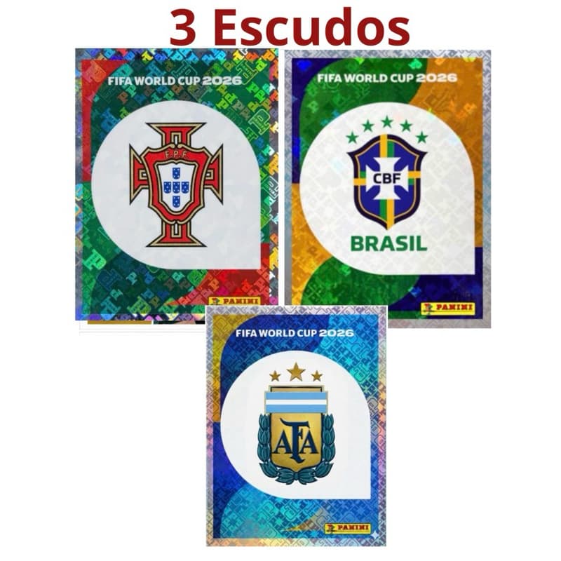 KIT FIGURINHAS ESCUDO Brasil/Argentina/Portugal impressa