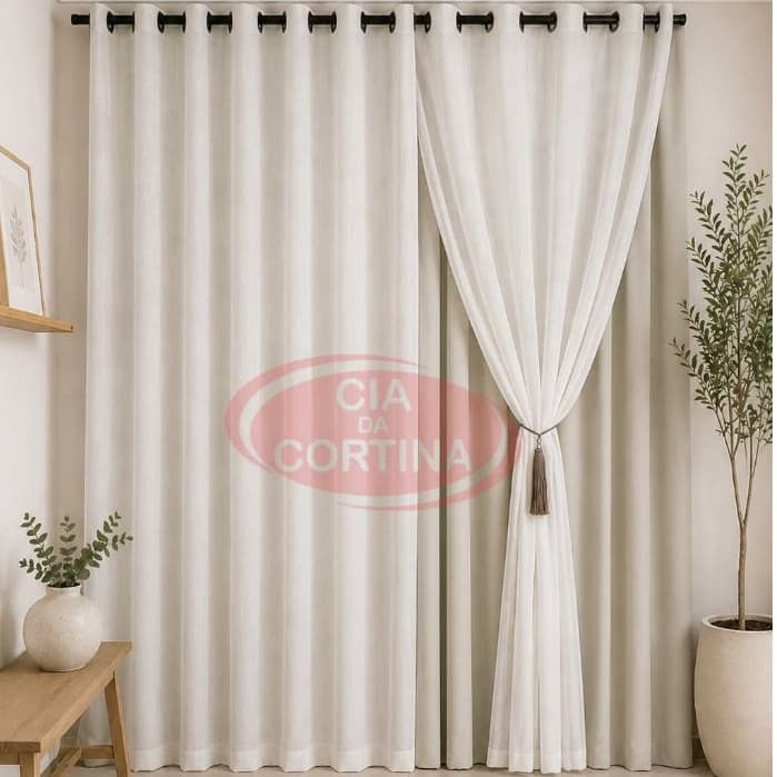 Cortina Gaze de Linho 4,00 x 2,60  com forro Blackout 70% -