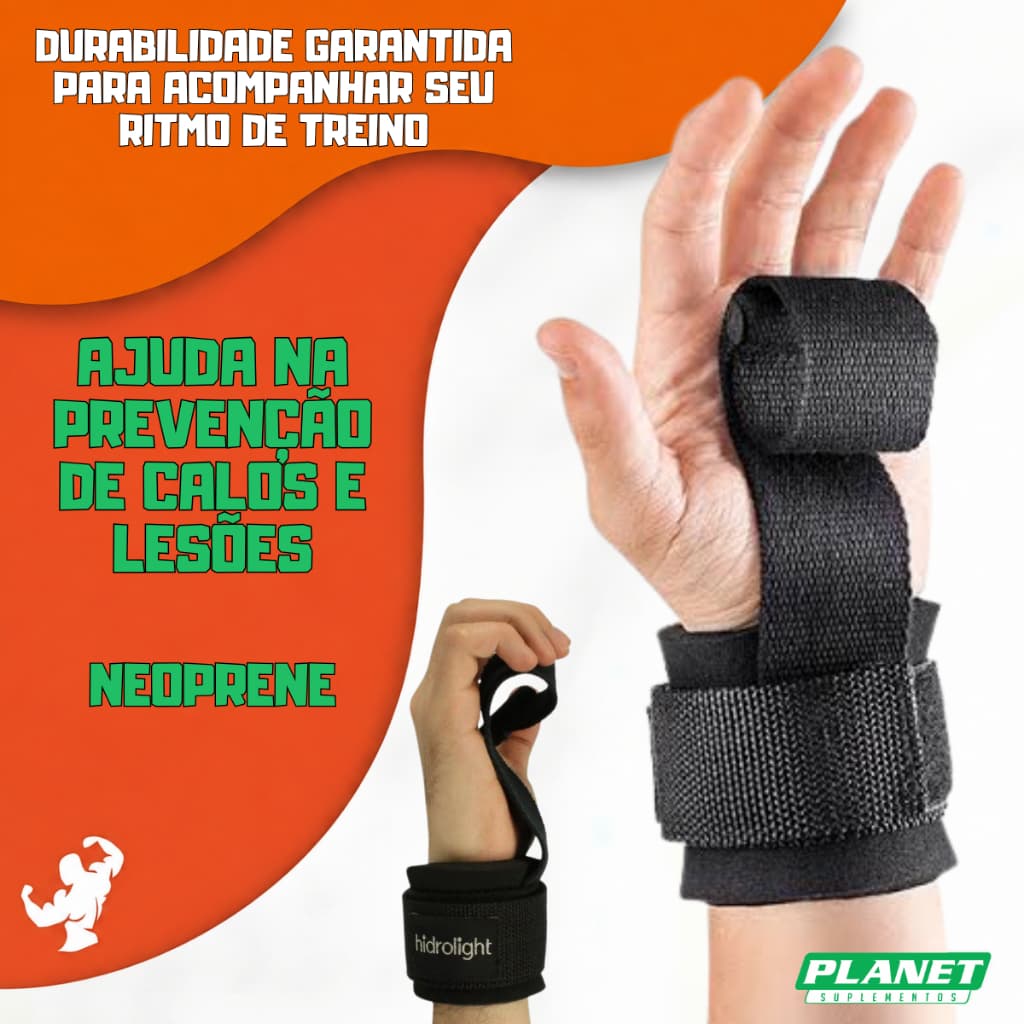 Strap Maxi Hidrolight com Munhequeira para Treino Musculação Aumento da Pegada Design Resistente