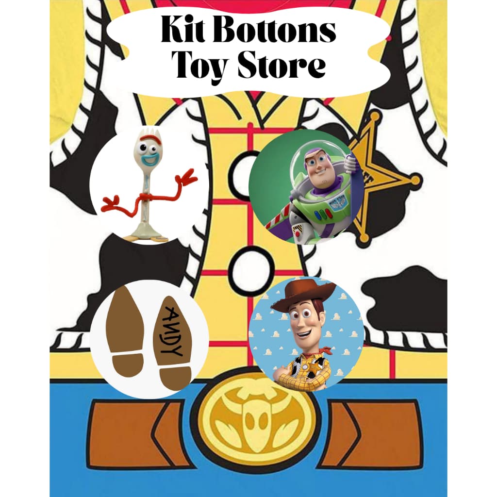 Kit 4 Bottons Toy Story Broche Pin Woody Buzz Acessório Mochila