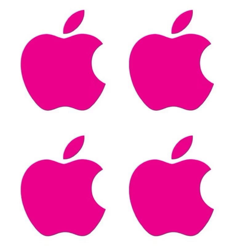 4 Adesivos maçã mini mordida Apple Traseira iPhone 17 pro / 17 pro Max maçã rosa