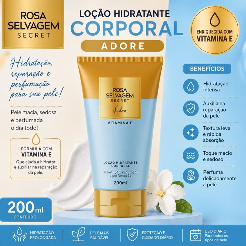 Loção Hidratante Corporal Rosa Selvagem Secret Adore – 200ml