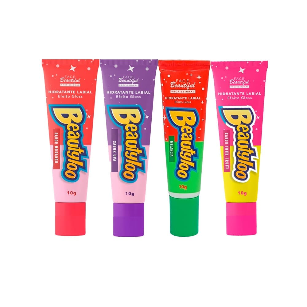 Hidratante Labial Cheirinho de Chiclete Não Gruda Efeito Gloss Beautyloo Face Beautiful 10g