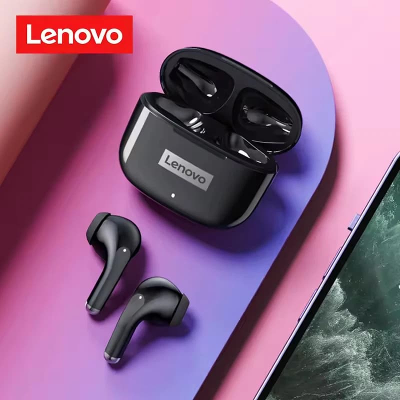 Fone de Ouvido TWS Lenovo LP40 PRO Thinkplus ORIGINAL Preto, Sem Fio Bluetooth 5.1, com Microfone e Controle Touch